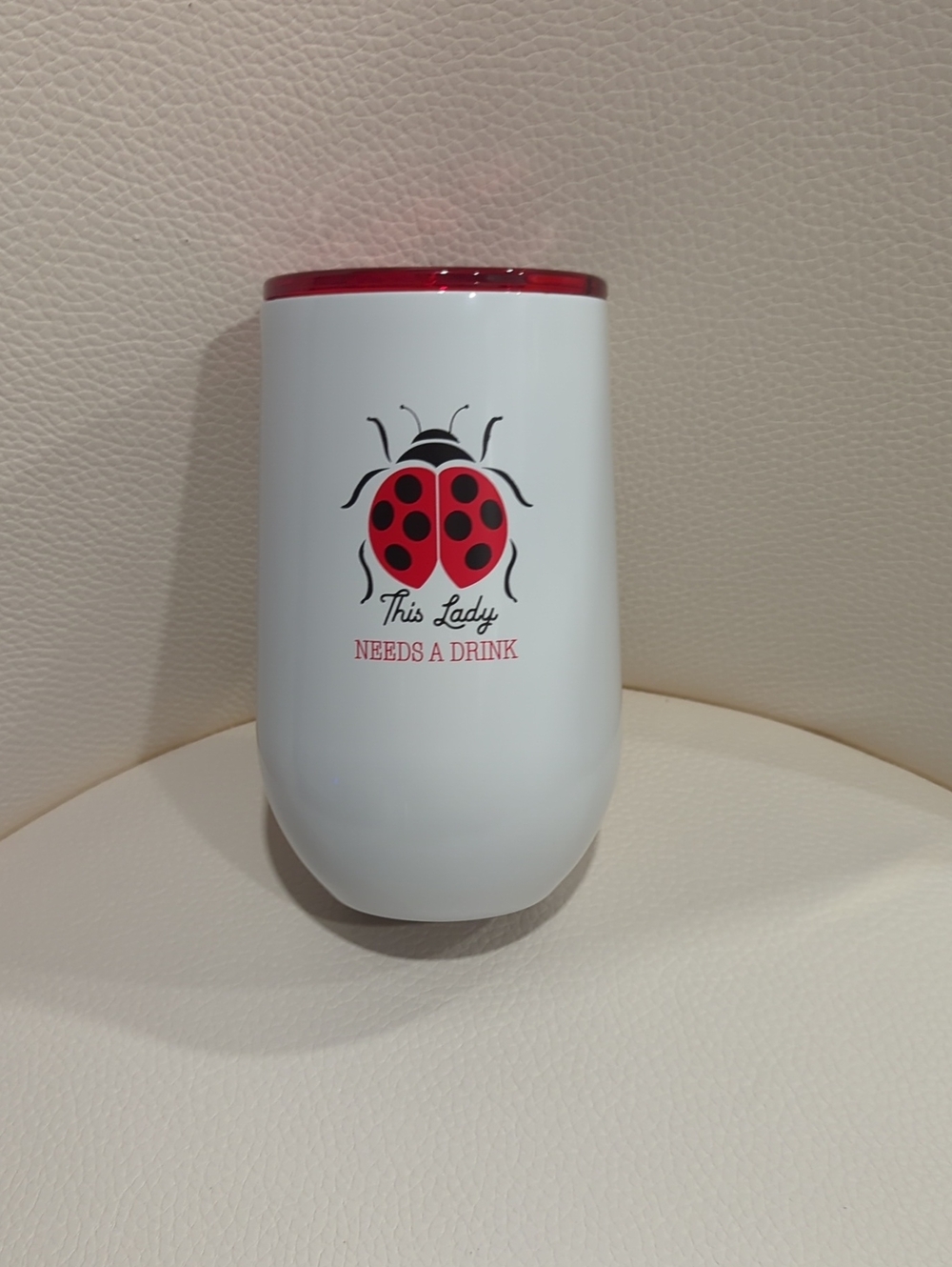 White and Red Ladybug Insulated Wine Tumbler - Fun Graphic